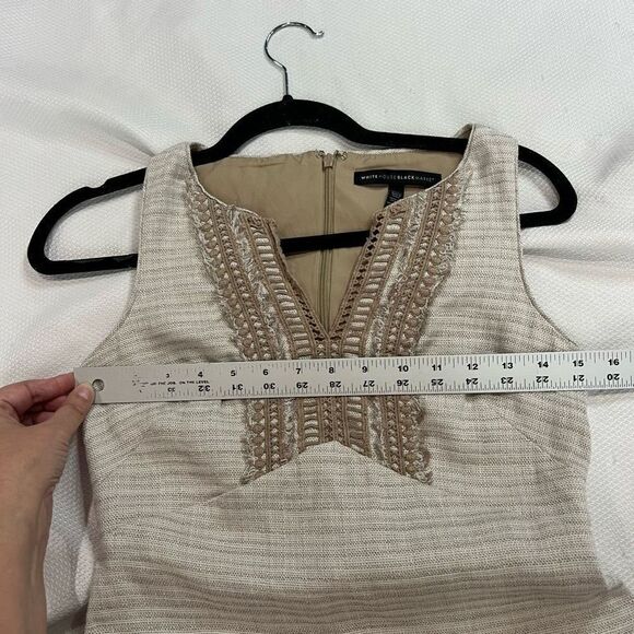 WHBM Neutral Tan Beige Tweed Shift Dress‎ - Picture 5 of 8